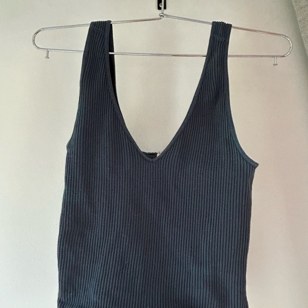 Mahina Blue Ribbed Sleeveless Tank Top